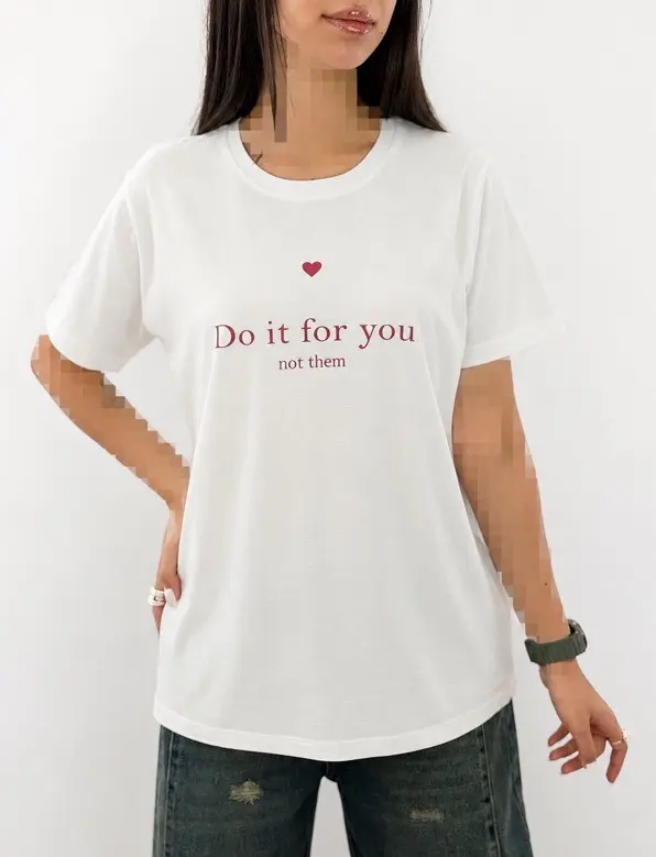 تیشرت زنانه نخ پنبه رنگی یقه گرد طرح Do It For You | آلما شاپ